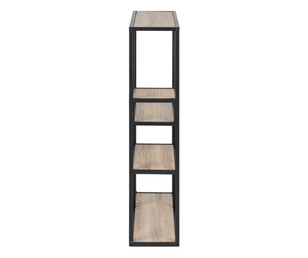 Seaford Black Metal Wall Shelf with 3 Additional Sonoma Oak Shelves