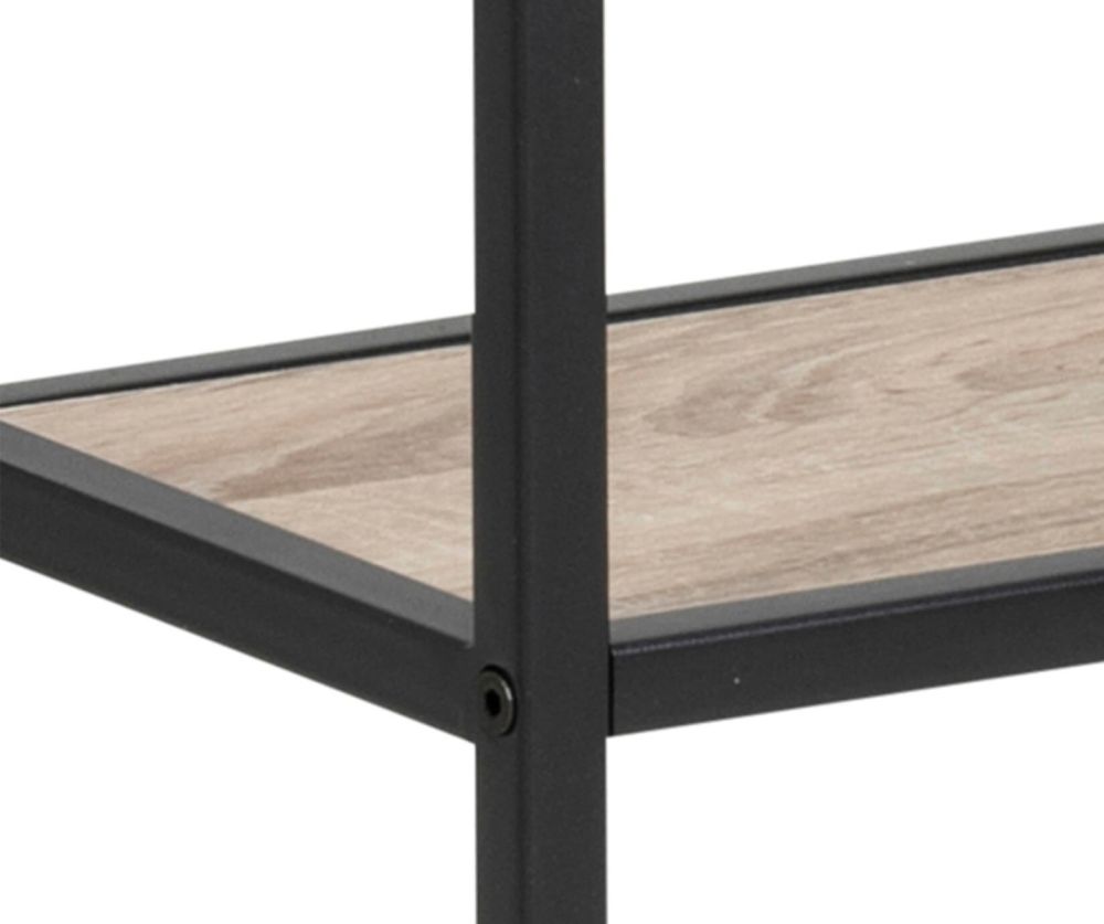 Seaford Black Metal Wall Shelf with 3 Additional Sonoma Oak Shelves