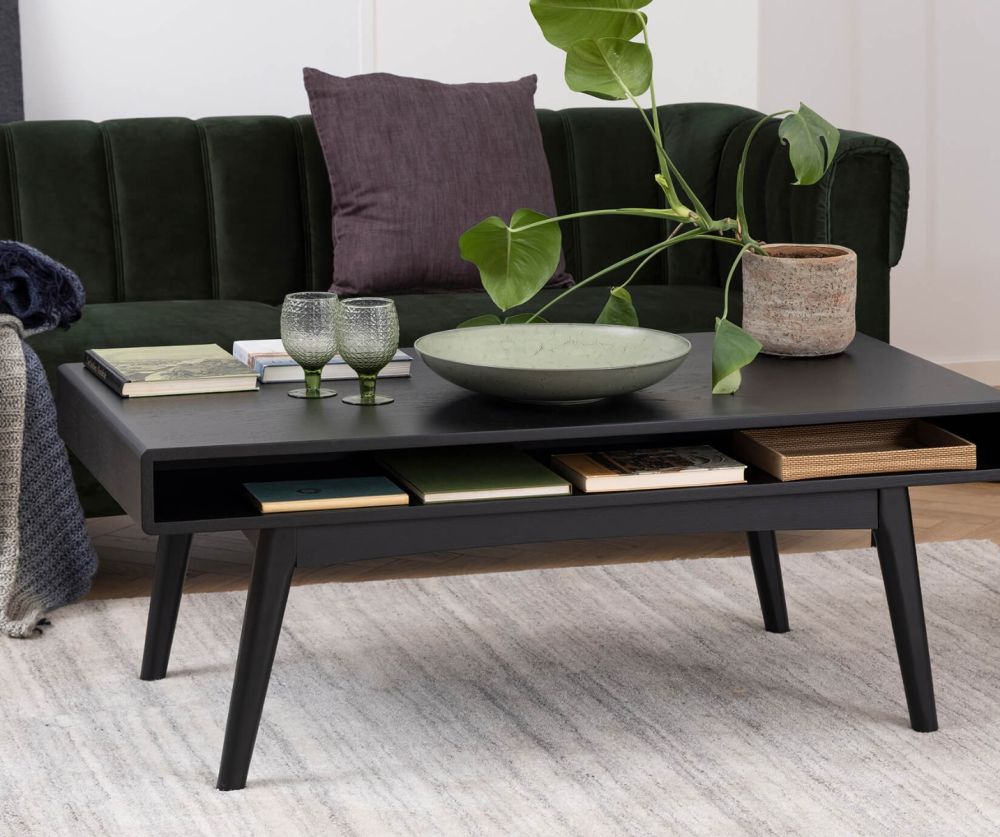 Marte Black Open Shelf Coffee Table