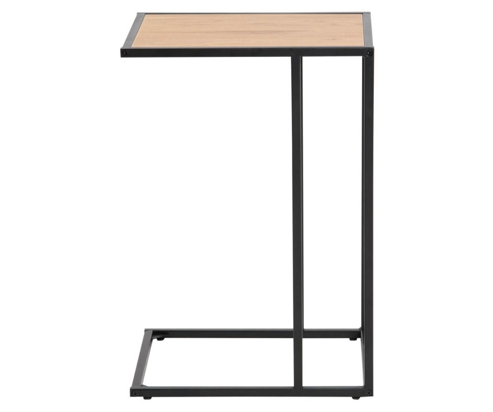Seaford Black Metal Side Table with Oak Top