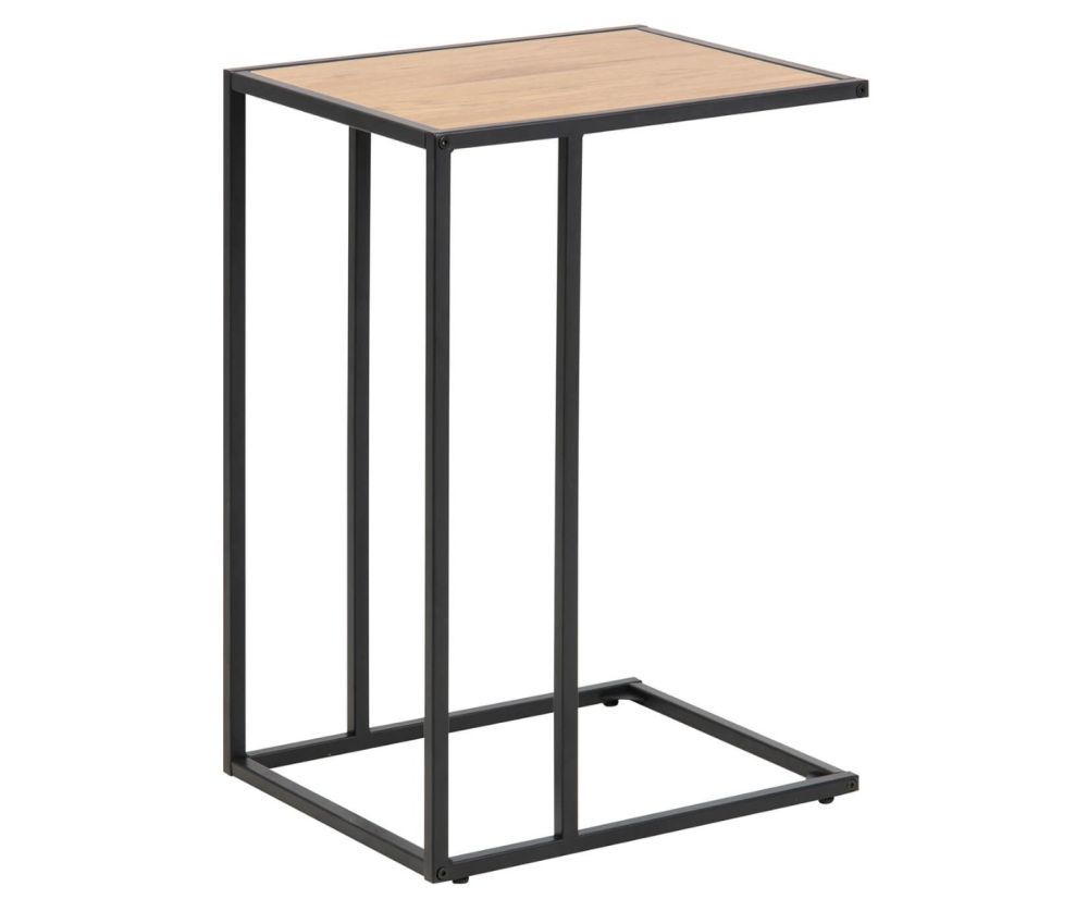 Seaford Black Metal Side Table with Oak Top
