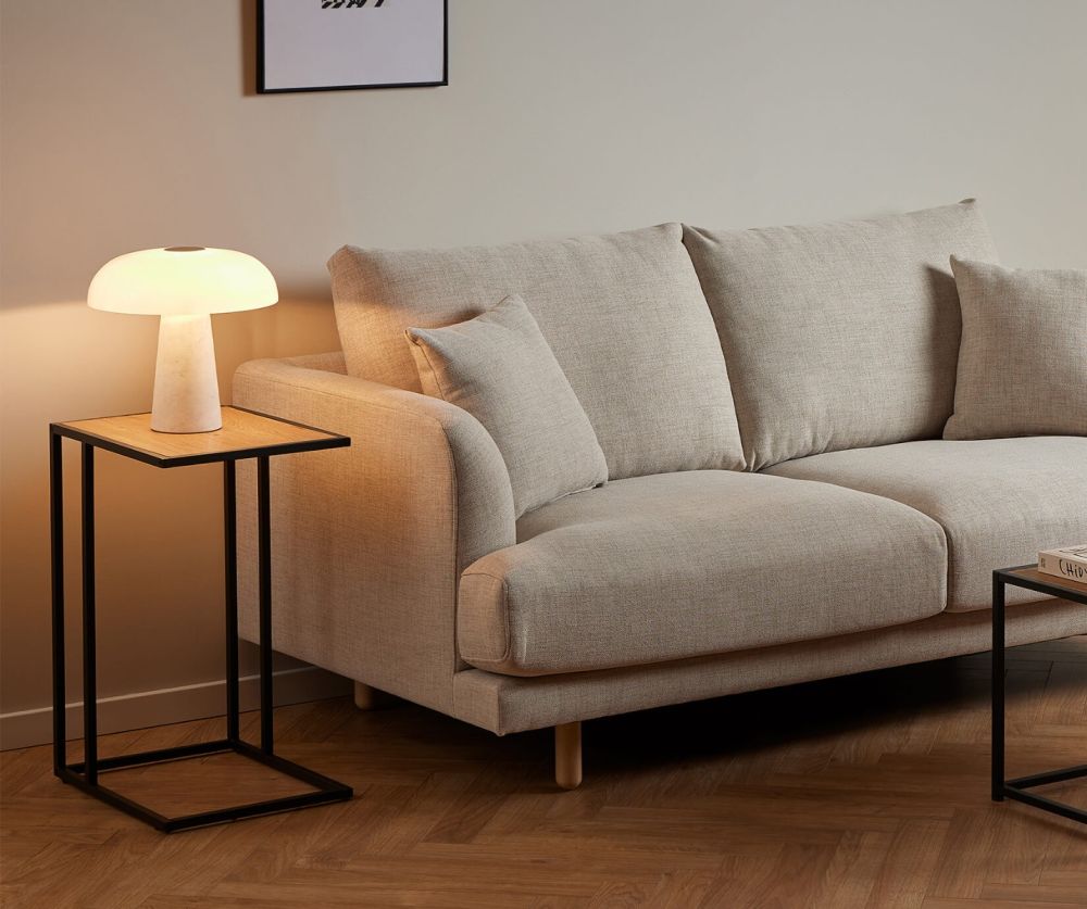 Seaford Black Metal Side Table with Oak Top