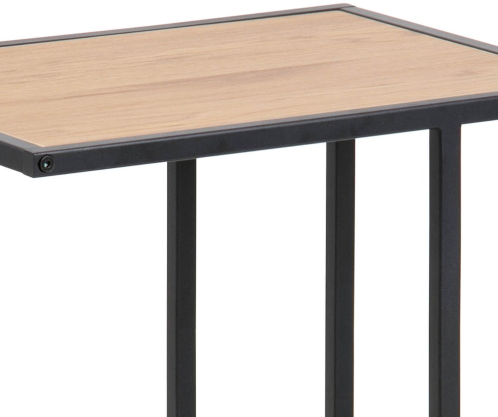 Seaford Black Metal Side Table with Oak Top