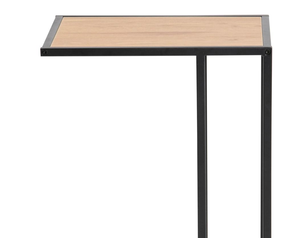 Seaford Black Metal Side Table with Oak Top