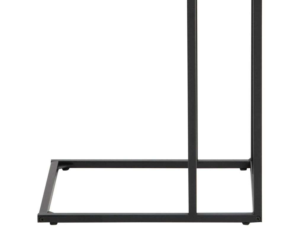 Seaford Black Metal Side Table with Oak Top