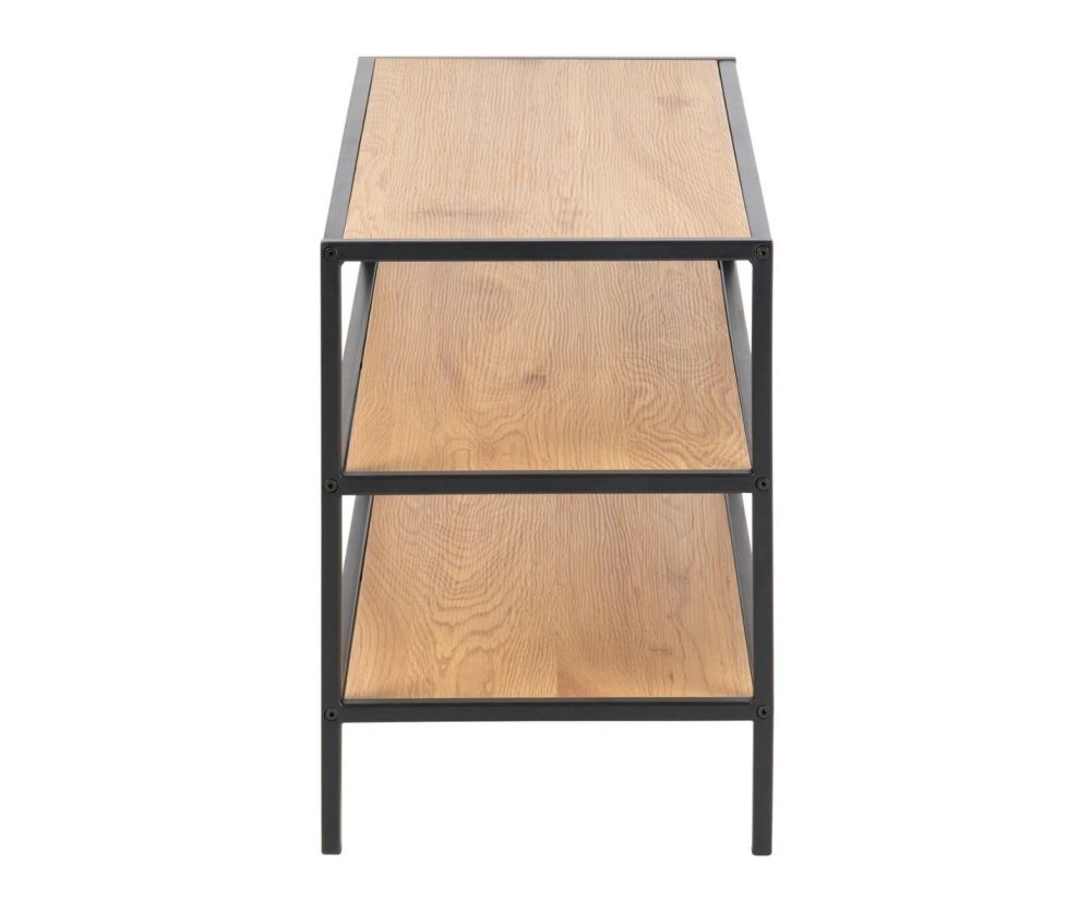 Seaford Black Metal Shoe Rack with 2 Oak Shelves