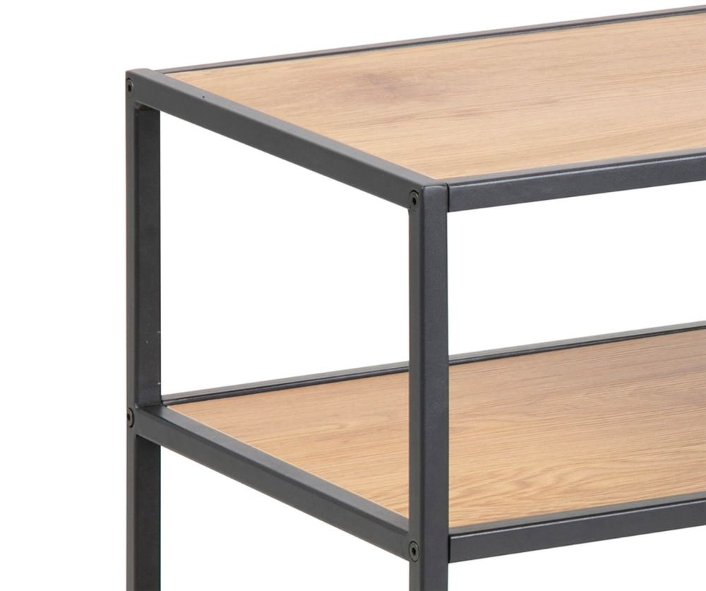Seaford Black Metal Shoe Rack with 2 Oak Shelves