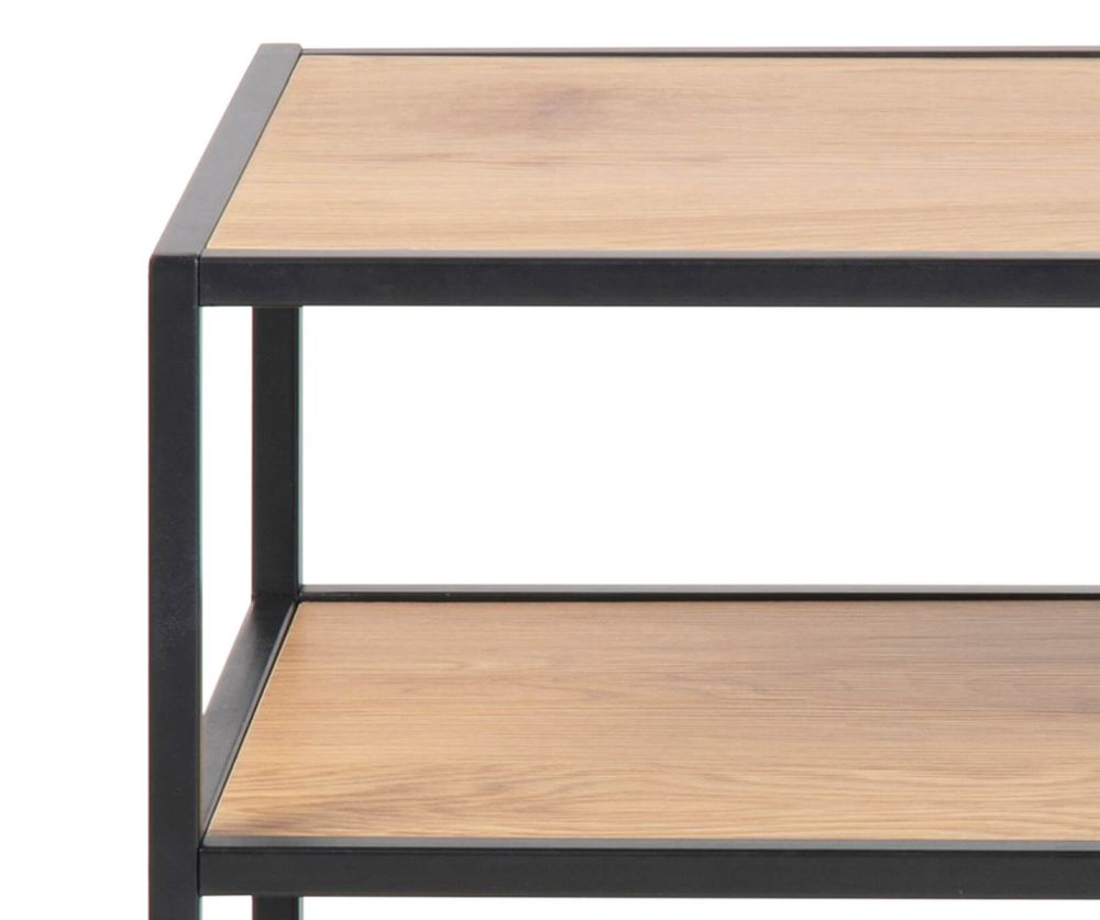 Seaford Black Metal Shoe Rack with 2 Oak Shelves