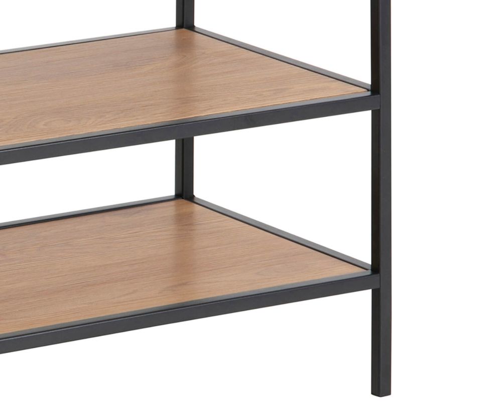 Seaford Black Metal Shoe Rack with 2 Oak Shelves