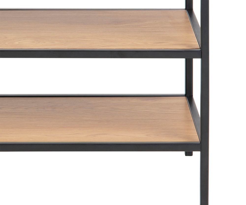 Seaford Black Metal Shoe Rack with 2 Oak Shelves