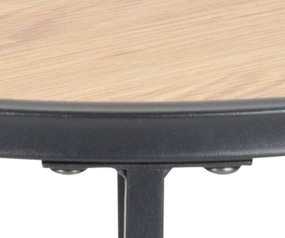 Seaford Black Metal Small Round Side Table with Oak Top 