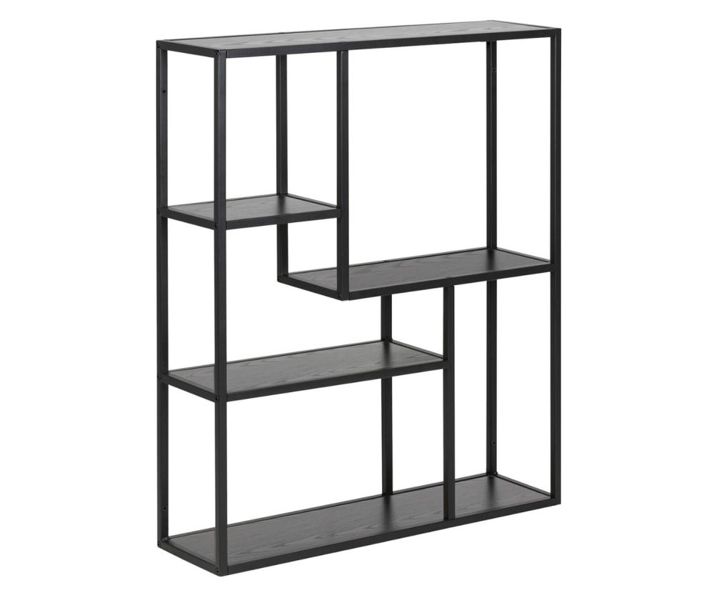 Seaford Black Metal Wall Shelf with 3 Additional Black Shelves