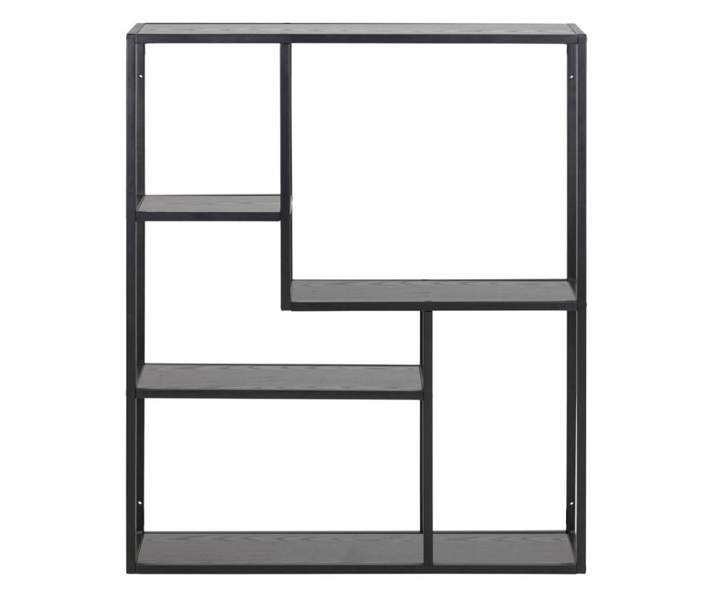 Seaford Black Metal Wall Shelf with 3 Additional Black Shelves