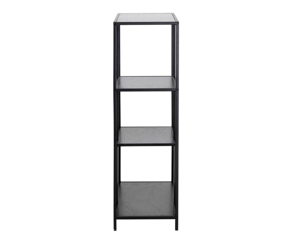 Seaford Black Metal Asymmetrical Bookcase with 3 Black Shelves