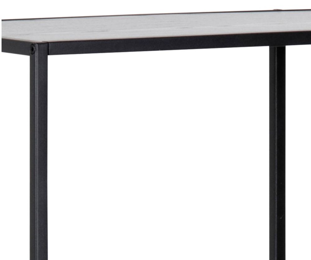 Seaford Black Metal Asymmetrical Bookcase with 3 Black Shelves