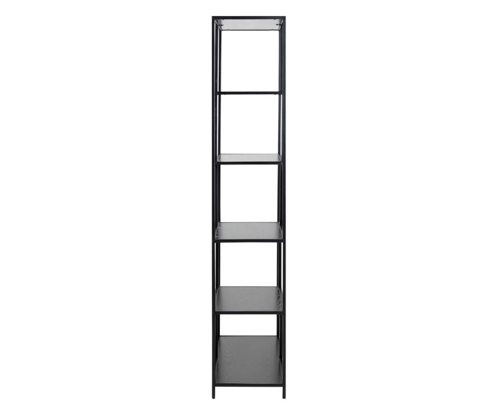 Seaford Tall Black Metal Bookcase with 5 Black Shelves