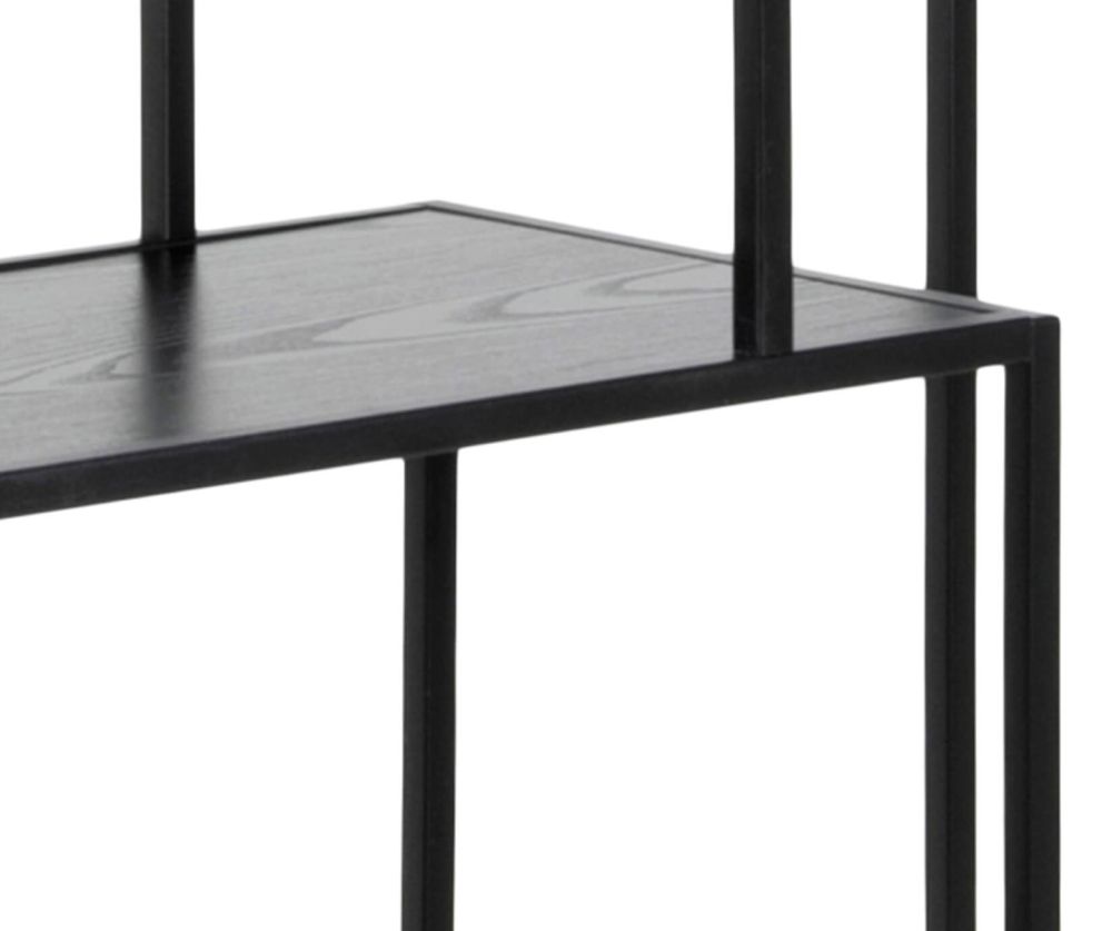 Seaford Tall Black Metal Bookcase with 5 Black Shelves
