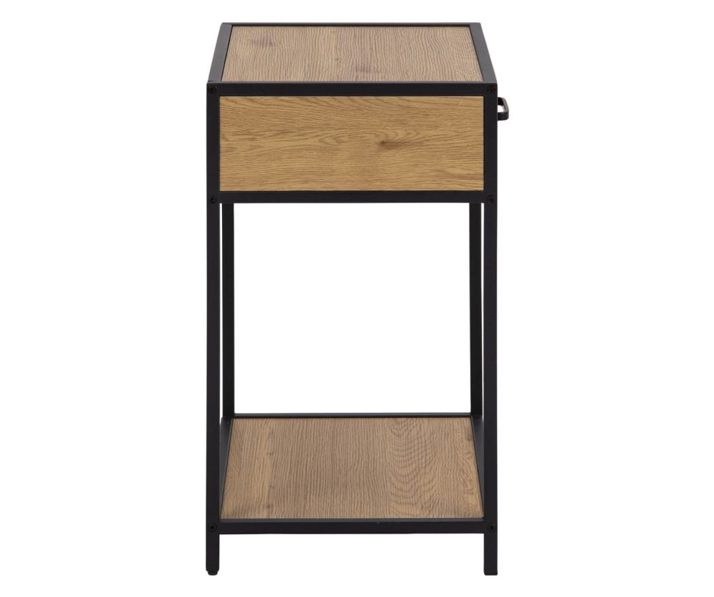 Seaford Black and Oak Bedside Table with 1 Drawer 