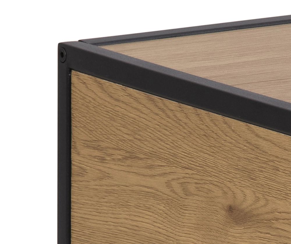 Seaford Black and Oak Bedside Table with 1 Drawer 