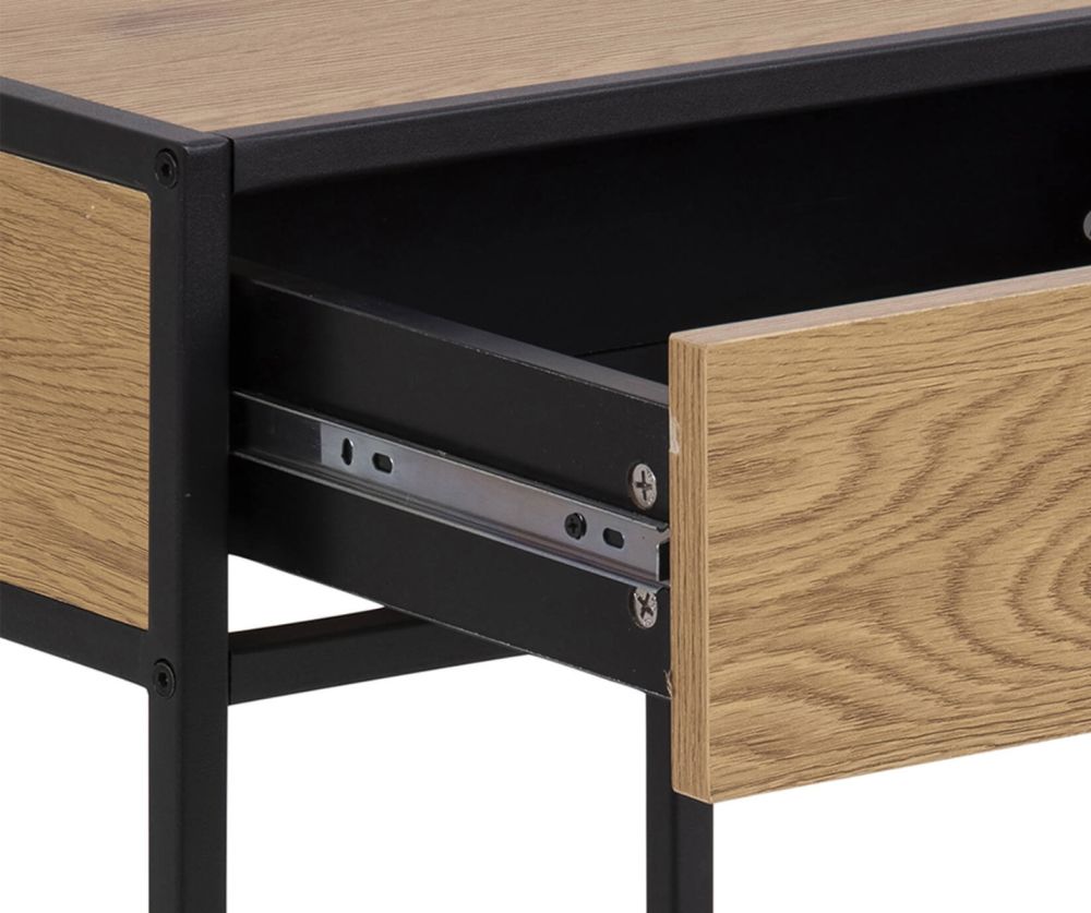 Seaford Black and Oak Bedside Table with 1 Drawer 