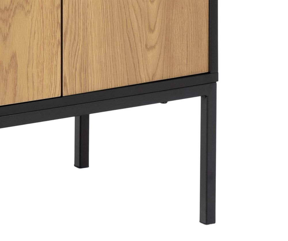 Seaford Black and Oak 4 Door Sideboard 