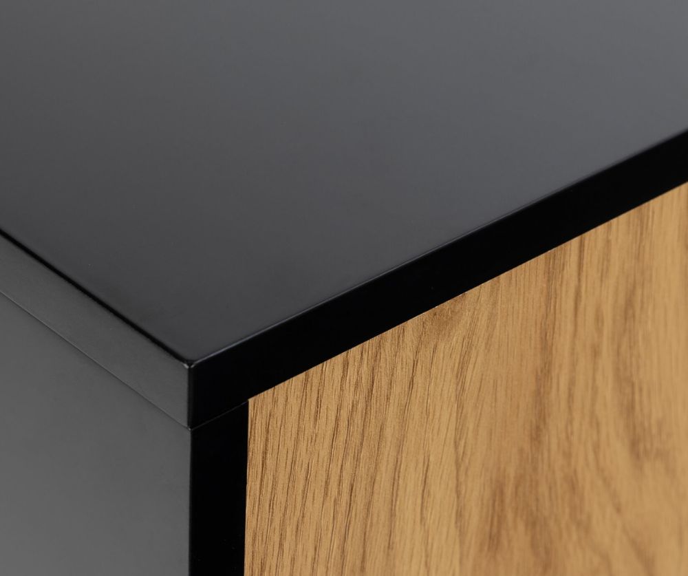 Seaford Black and Oak 4 Door Sideboard 