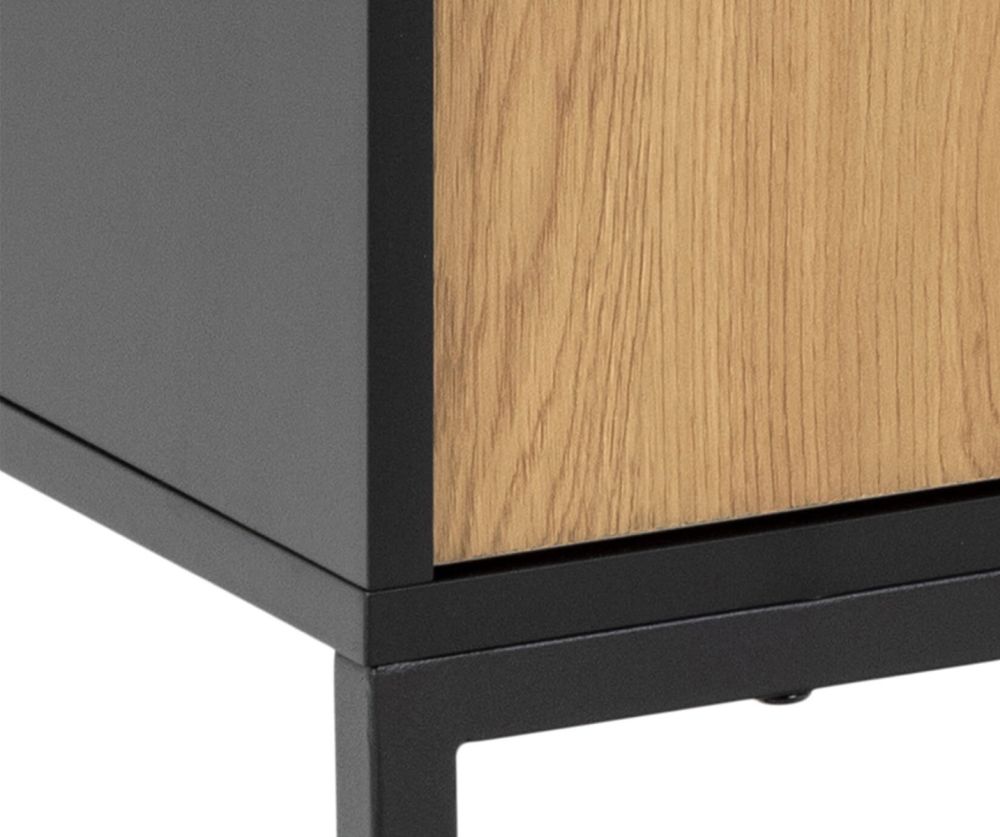 Seaford Black and Oak 4 Door Sideboard 