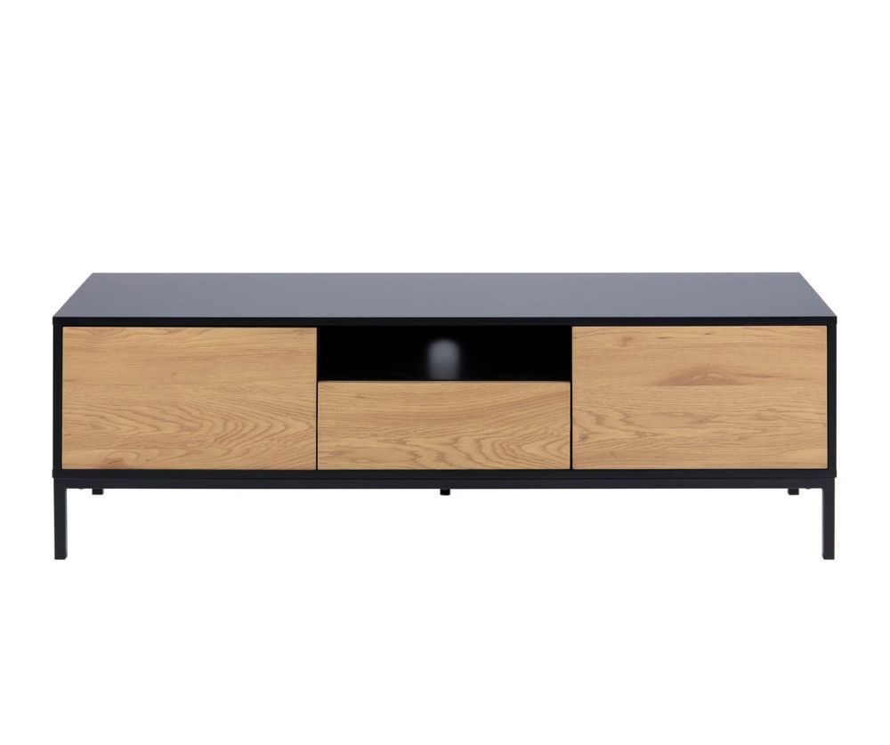 Seaford Black and Oak TV Unit 2 Doors 1 Drawer 