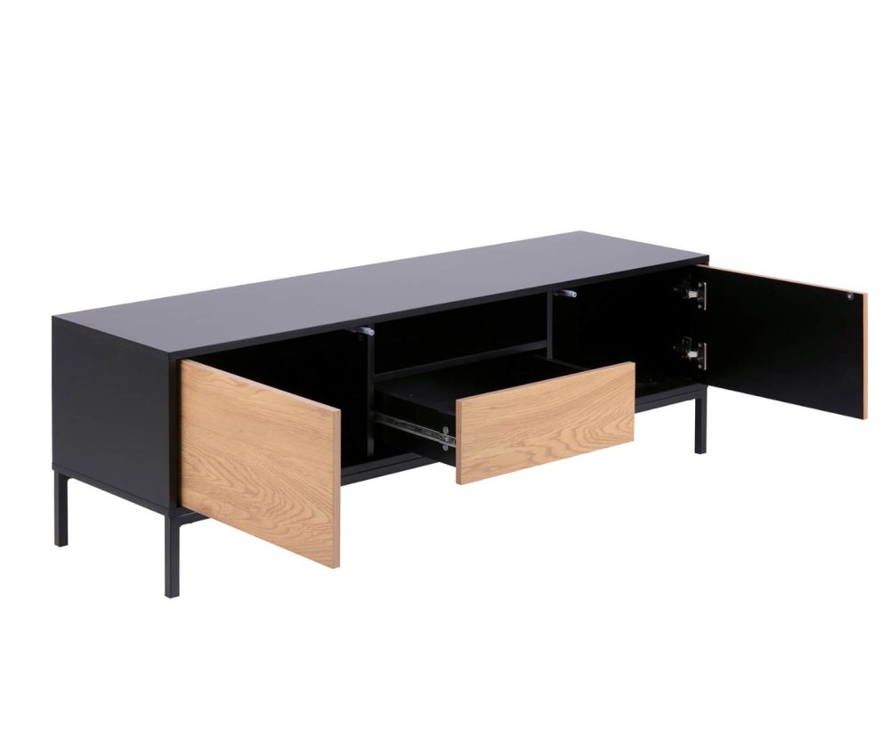 Seaford Black and Oak TV Unit 2 Doors 1 Drawer 