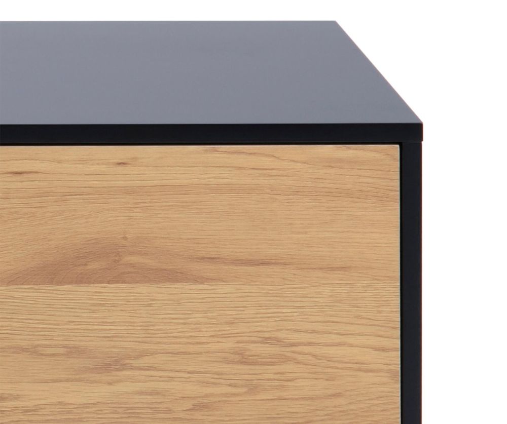Seaford Black and Oak TV Unit 2 Doors 1 Drawer 