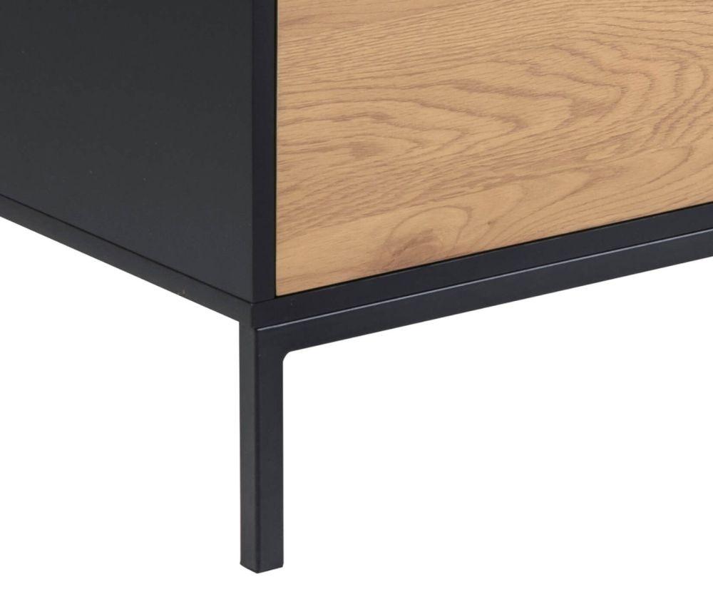 Seaford Black and Oak TV Unit 2 Doors 1 Drawer 
