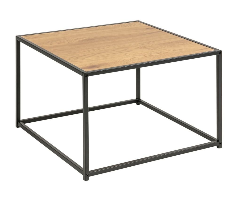 Seaford Black Metal Coffee Table with Oak Top