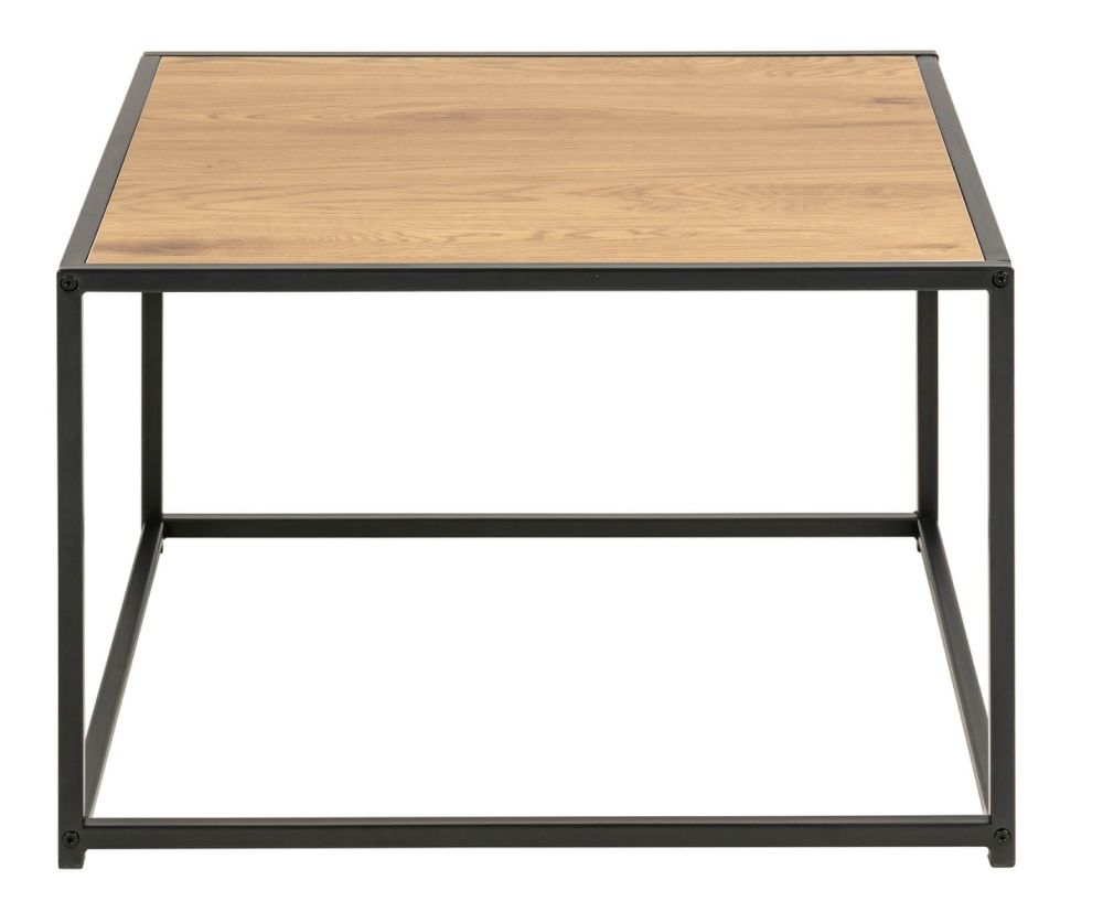 Seaford Black Metal Coffee Table with Oak Top