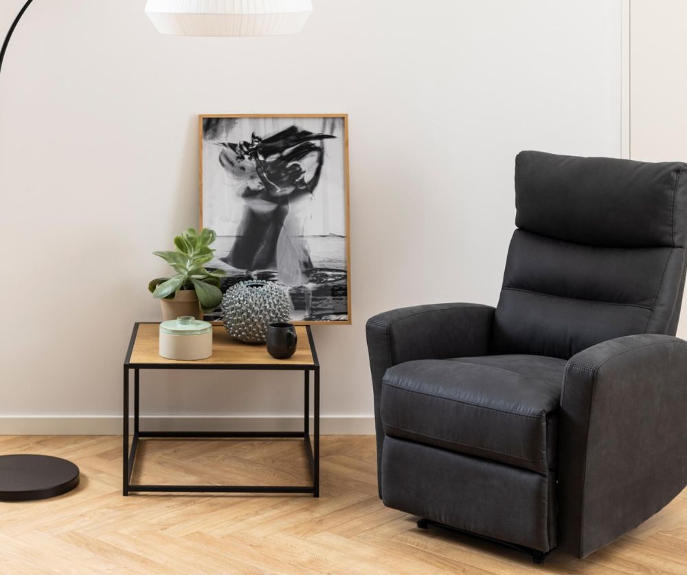 Seaford Black Metal Coffee Table with Oak Top