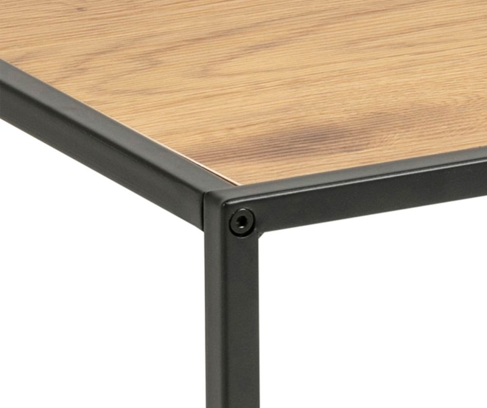 Seaford Black Metal Coffee Table with Oak Top