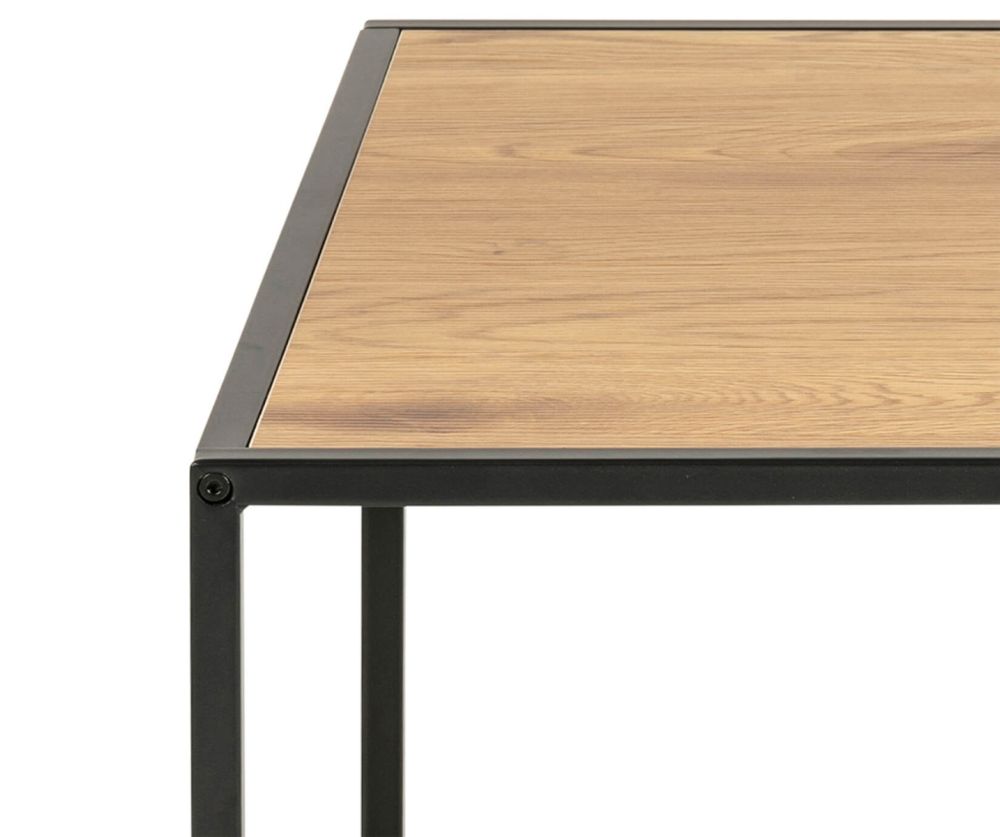 Seaford Black Metal Coffee Table with Oak Top