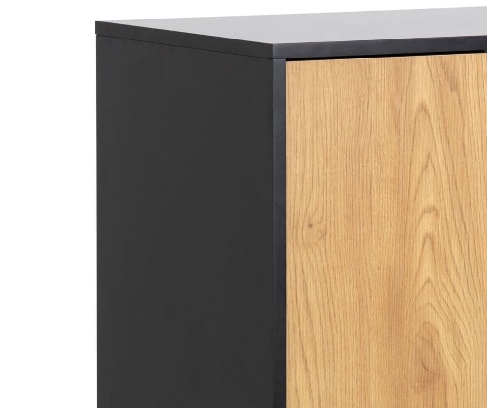 Seaford Black and Oak 3 Door 2 Drawer Sideboard 