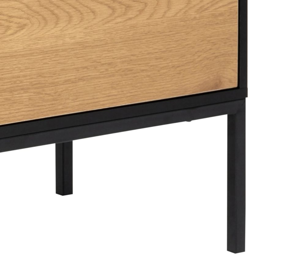 Seaford Black and Oak 1 Door 3 Drawer Small Sideboard