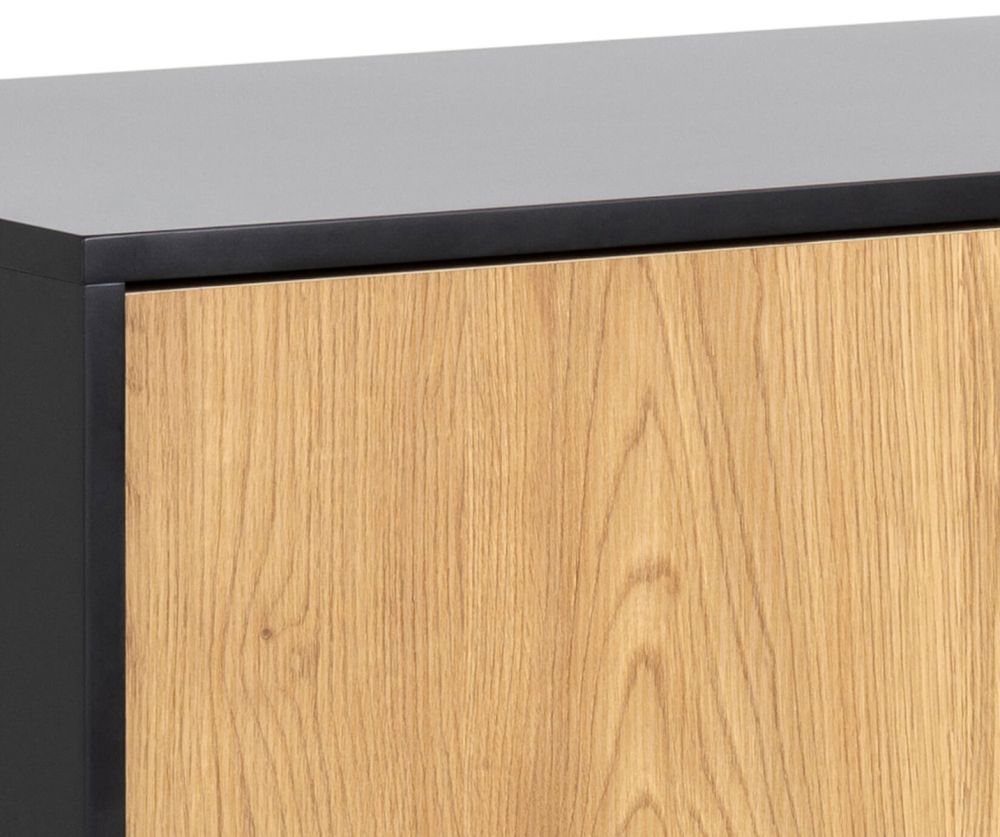 Seaford Black and Oak 1 Door 3 Drawer Small Sideboard