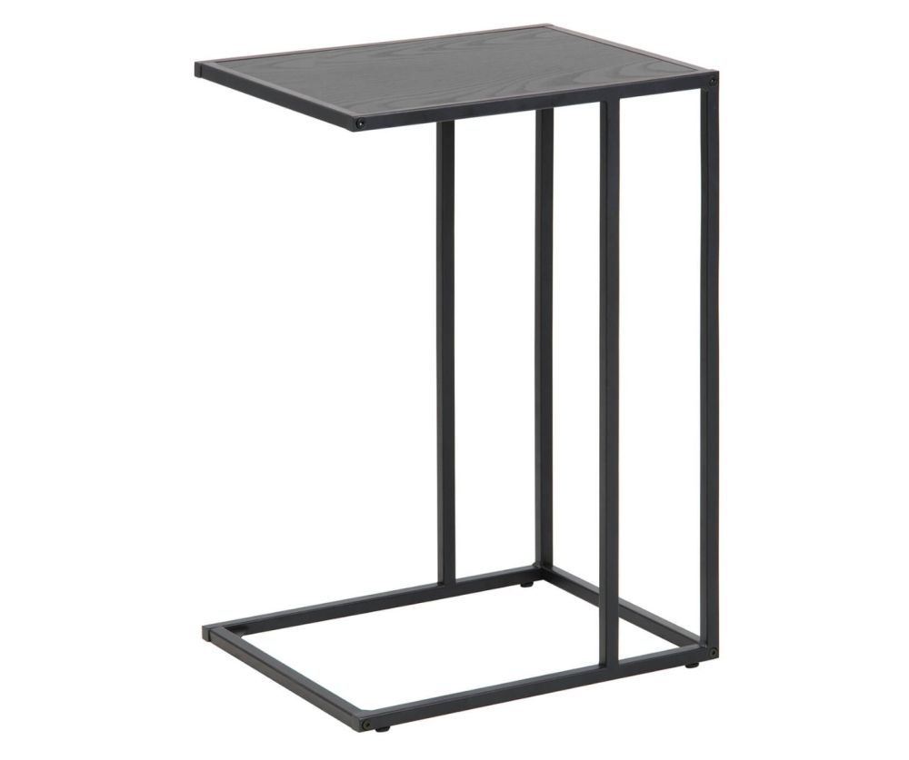 Seaford Black Metal Side Table with Black Top