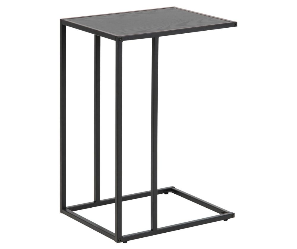 Seaford Black Metal Side Table with Black Top