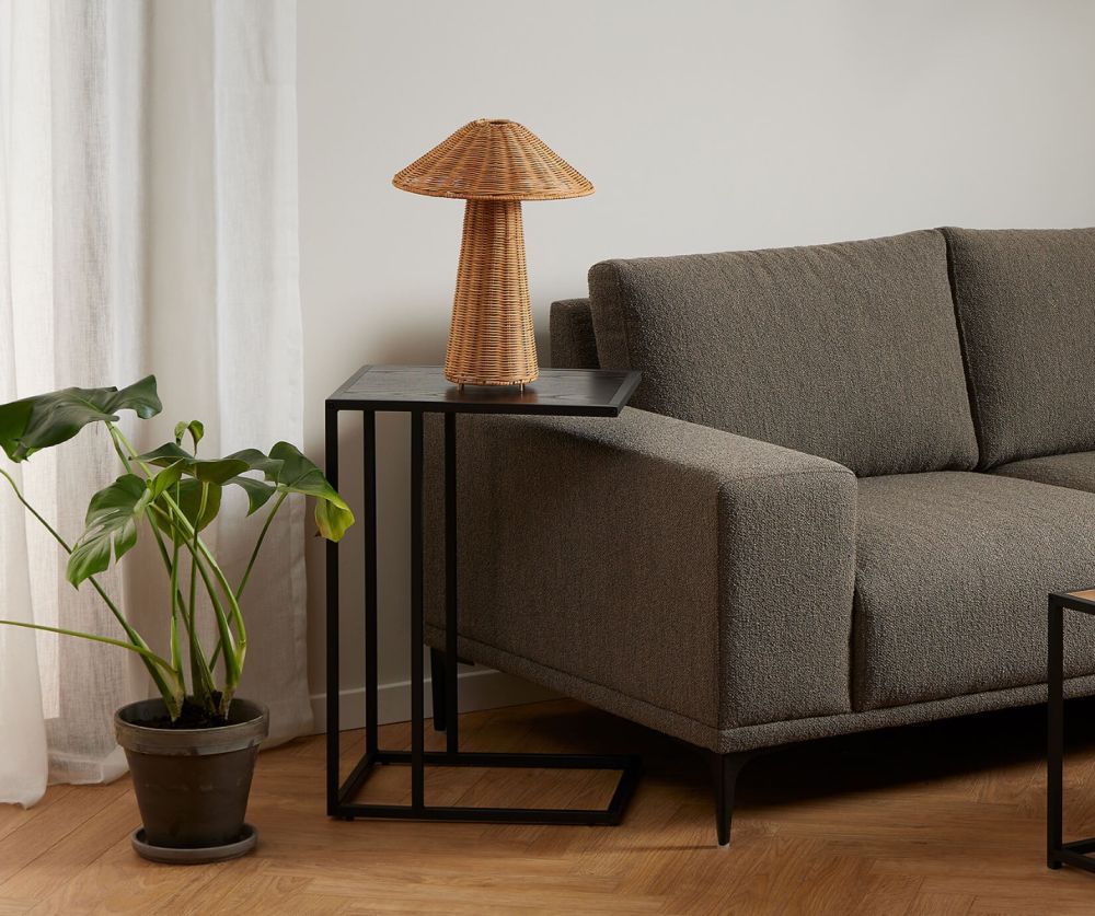 Seaford Black Metal Side Table with Black Top