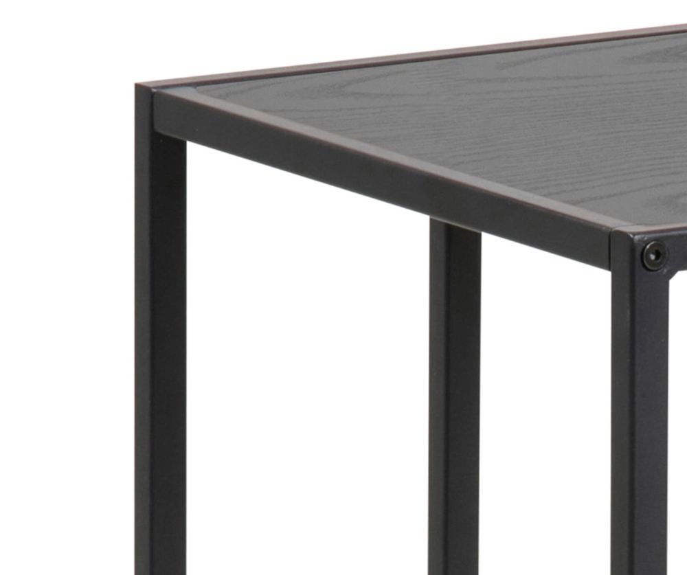 Seaford Black Metal Side Table with Black Top