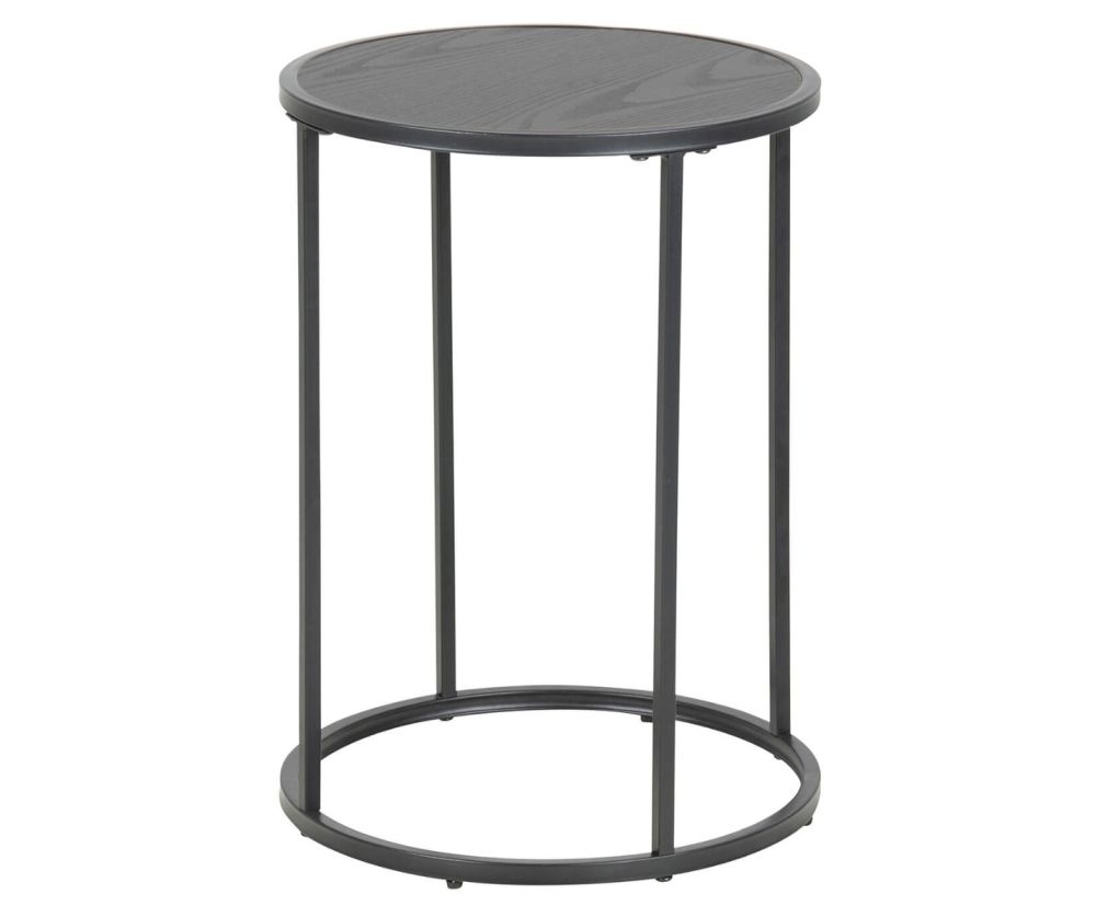 Seaford Black Metal Small Round Side Table with Black Top 