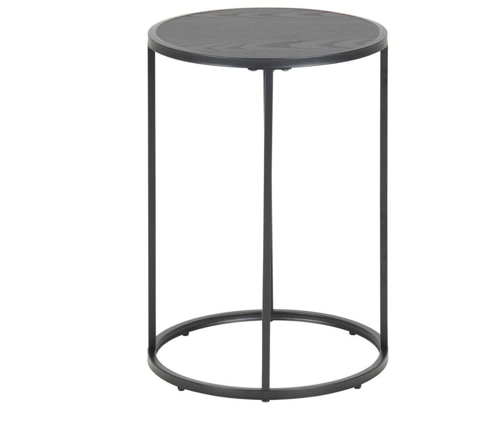 Seaford Black Metal Small Round Side Table with Black Top 
