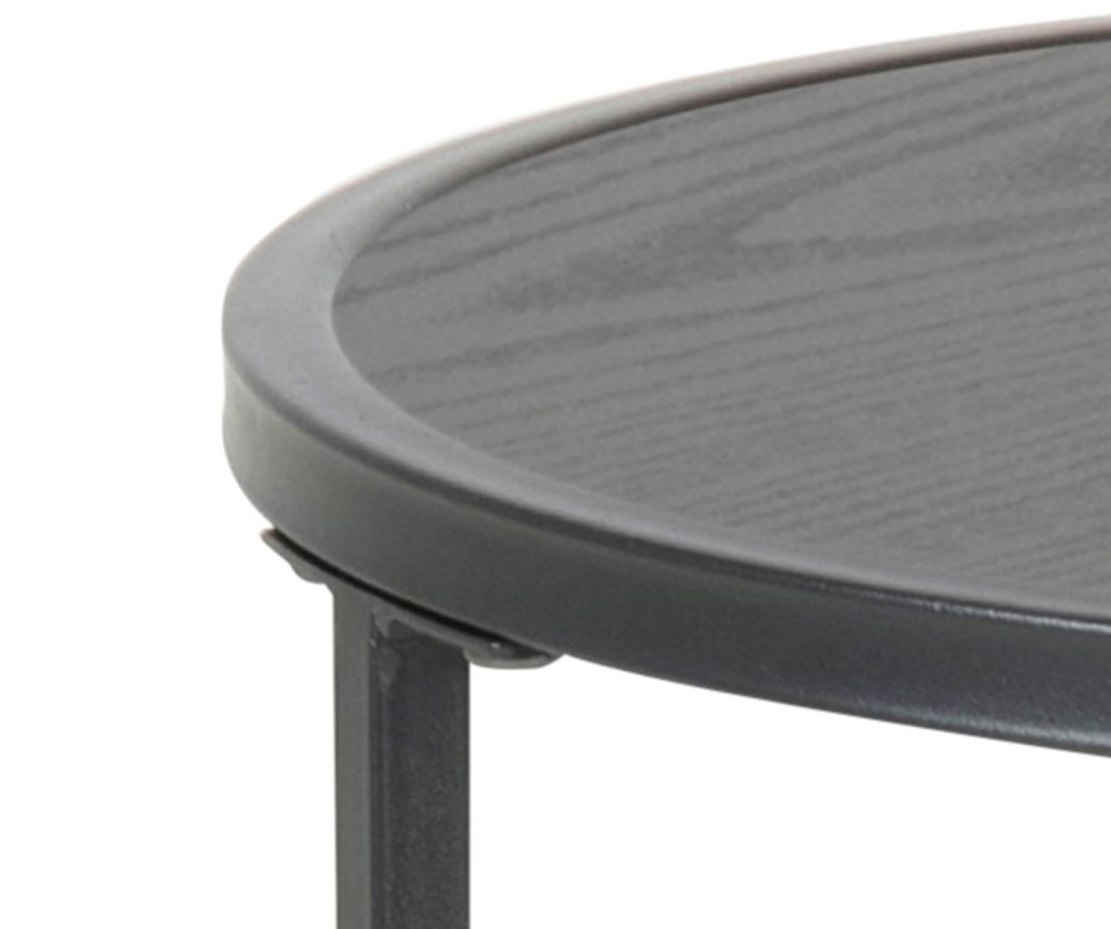 Seaford Black Metal Small Round Side Table with Black Top 