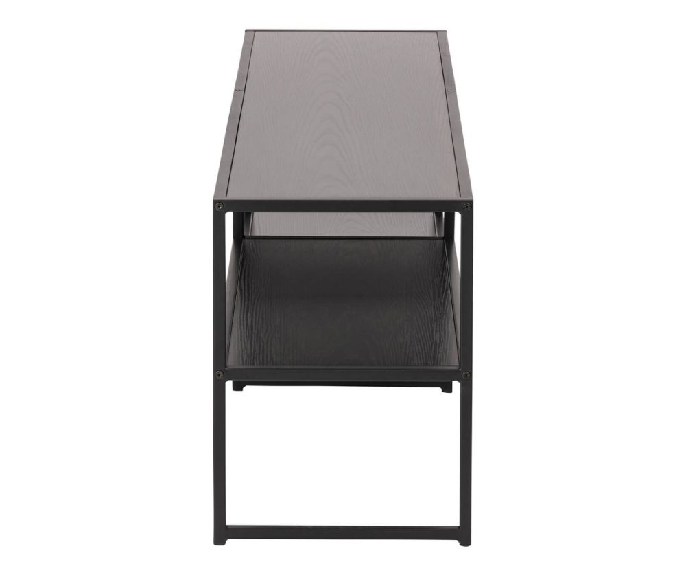Seaford Black Metal Open TV Unit with 3 Black Shelves