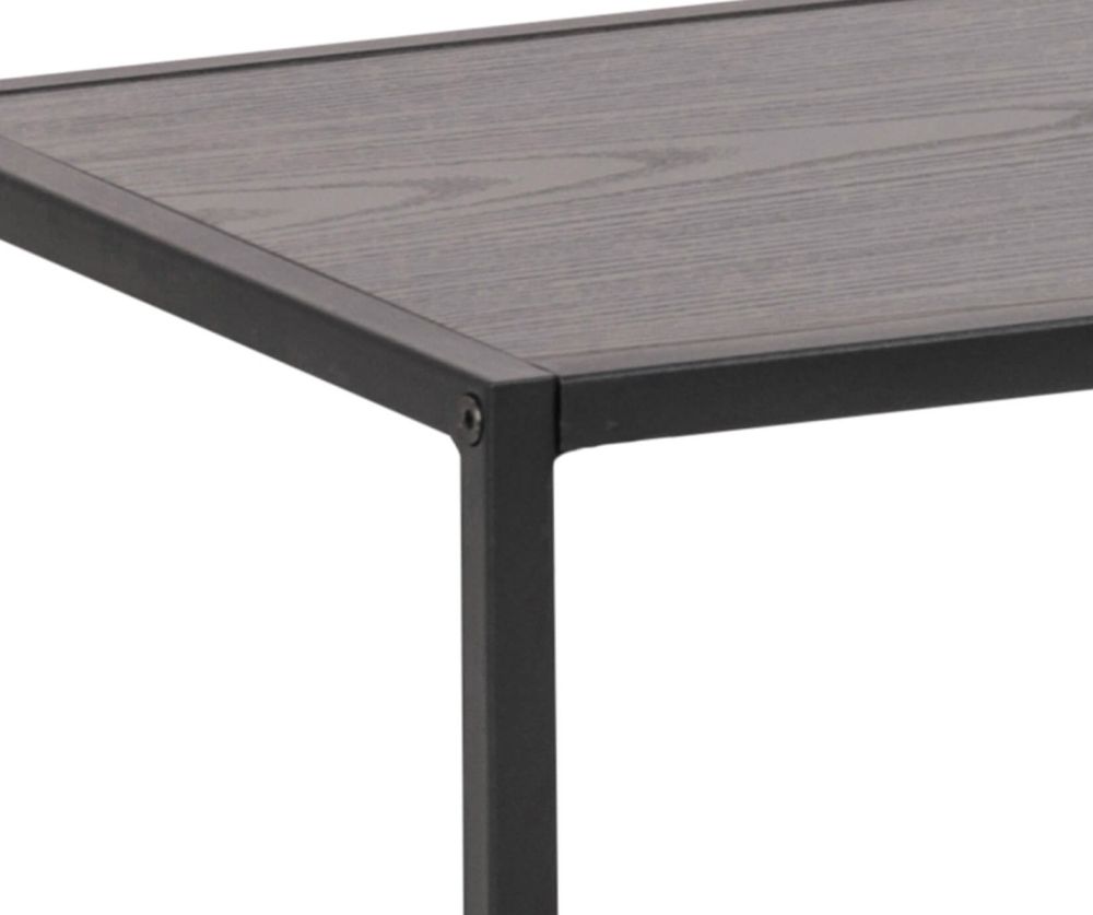 Seaford Black Metal Open TV Unit with 3 Black Shelves