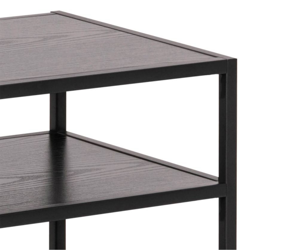 Seaford Black Metal Open TV Unit with 3 Black Shelves