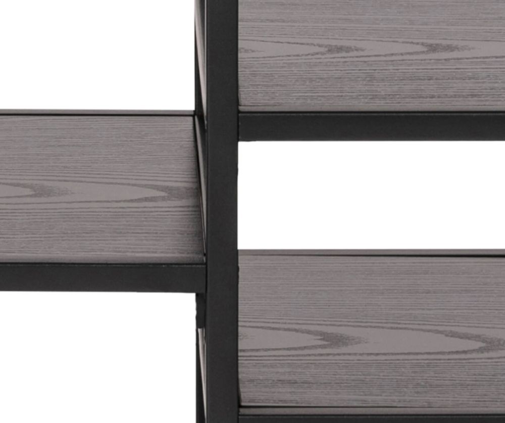 Seaford Black Metal Open TV Unit with 3 Black Shelves